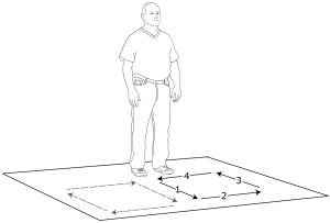 Image of person standing and ready to step through a box pattern